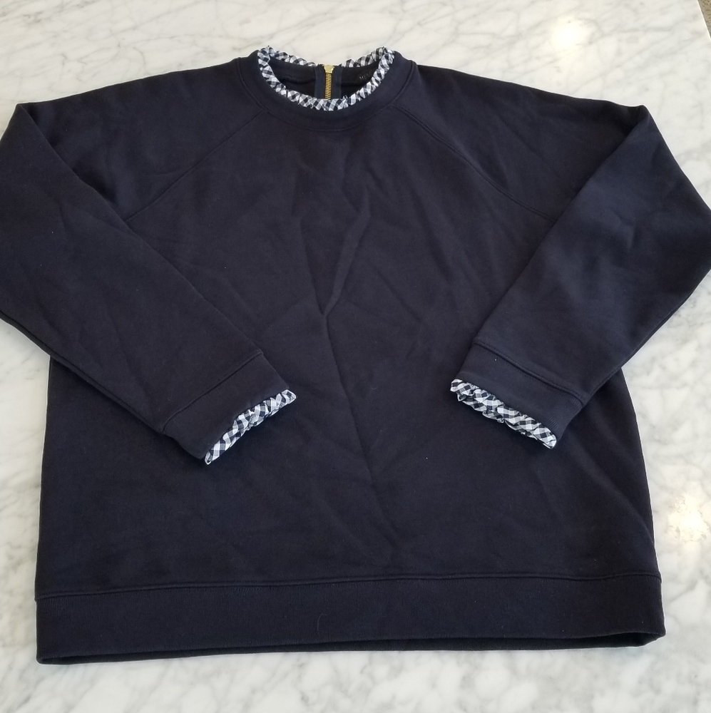 J.Crew sweater with gingham accent ruffle